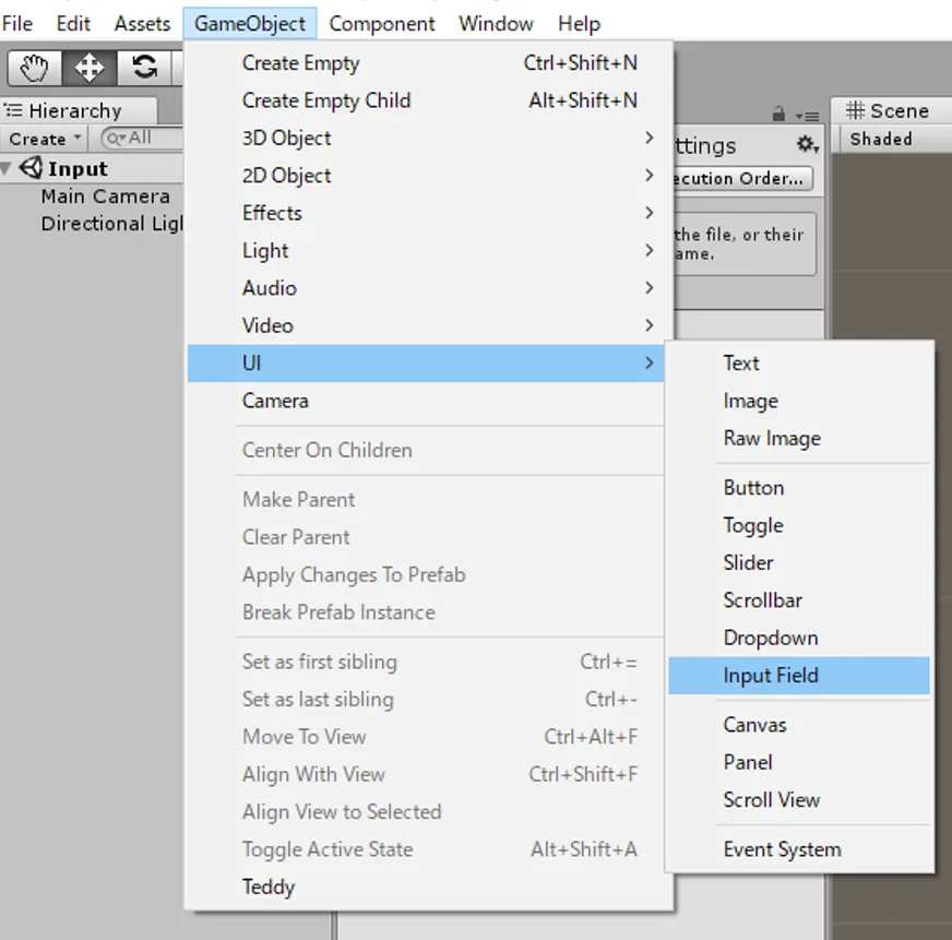 【Unity, InputField】入力したテキストを取得して文字を消す方法